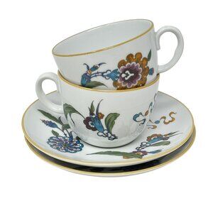 Royal Worcester Cups Saucers Set PALMYRA Bride of the Desert Porcelain Floral